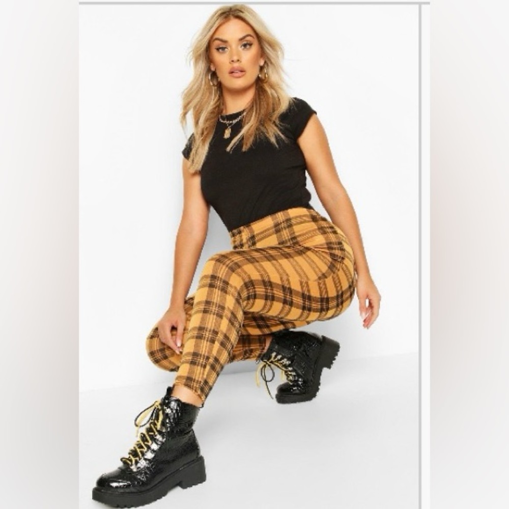 BOOHOO Plus Check Jersey Leggings